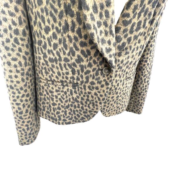 Ann Taylor LOFT Blazer Women's Size 2 Leopard Print Structured Lined Wool Blend - Picture 2 of 8